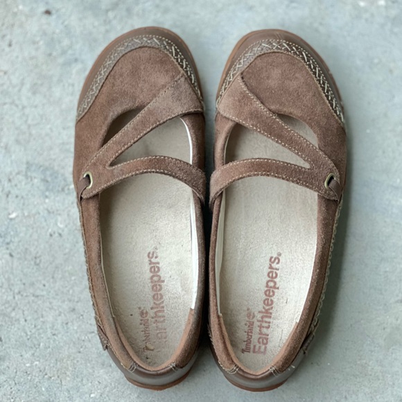 Timberland Earthkeeper Mary Jane Flat Shoe Brown Suede Size 7.5  Excellent - Picture 2 of 15